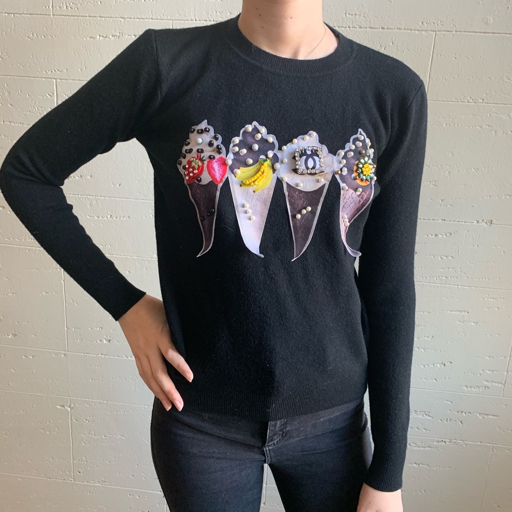 Ice cream Cone Bejeweled Sweater sz Small - Picture 2 of 5